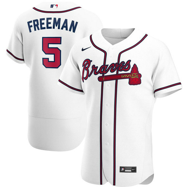 Atlanta Braves #5 Freddie Freeman Men's Nike White Home 2020 Authentic Player MLB Jersey
