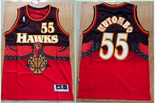 Atlanta Hawks 55 Dikembe Mutombo Red Throwback NBA Jersey