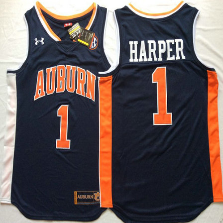 Auburn Tigers 1 Jared Harper Navy College Basketball Jersey