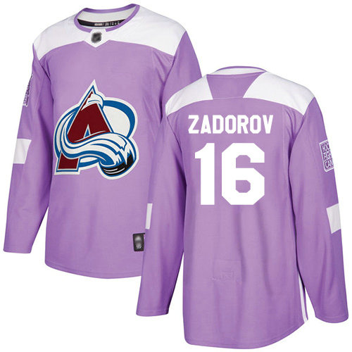 Avalanche #16 Nikita Zadorov Purple Authentic Fights Cancer Stitched Hockey Jersey