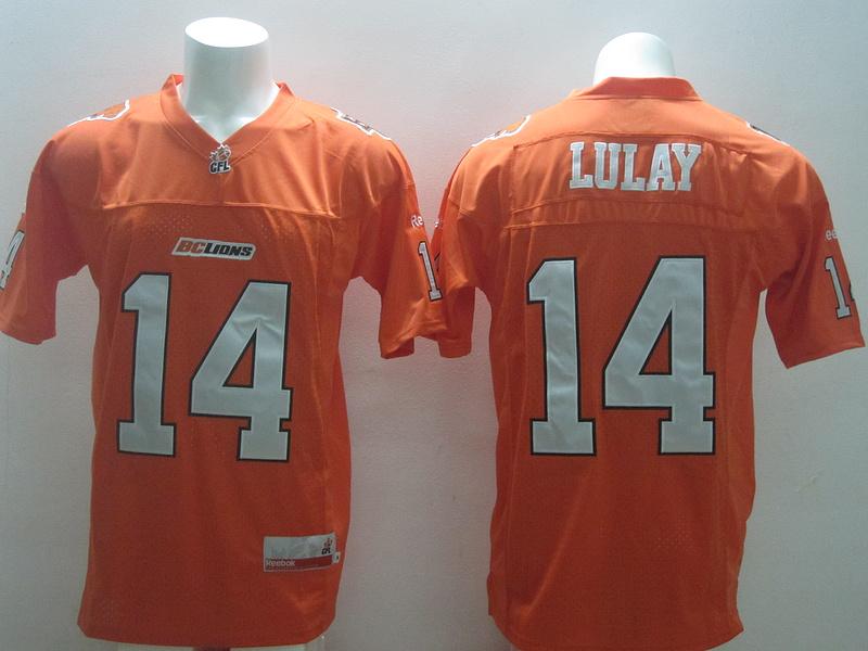 BC Lions 14 Travis Lulay Orange Stitched CFL Jersey