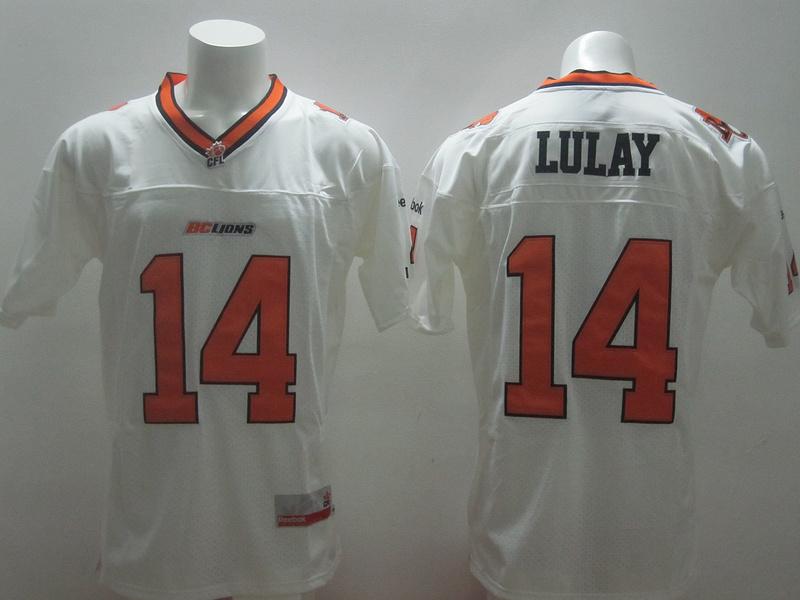BC Lions 14 Travis Lulay White Stitched CFL Jersey