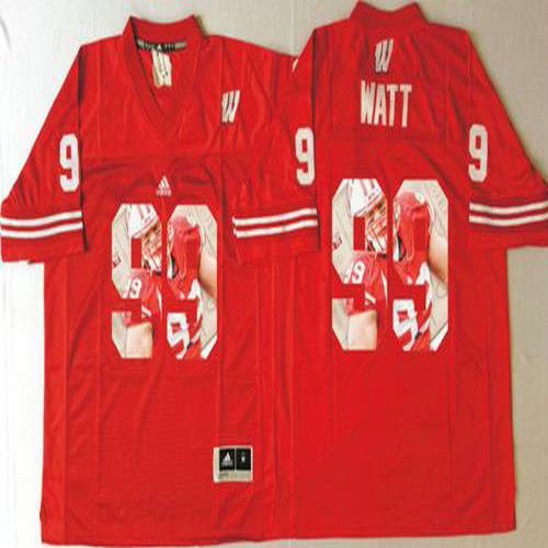 Badgers #99 J.J. Watt Red Player Fashion Stitched NCAA Jersey