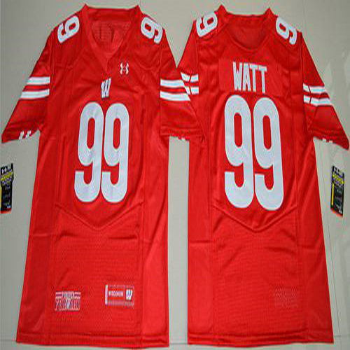 Badgers #99 J.J. Watt Red Under Armour Stitched NCAA Jersey