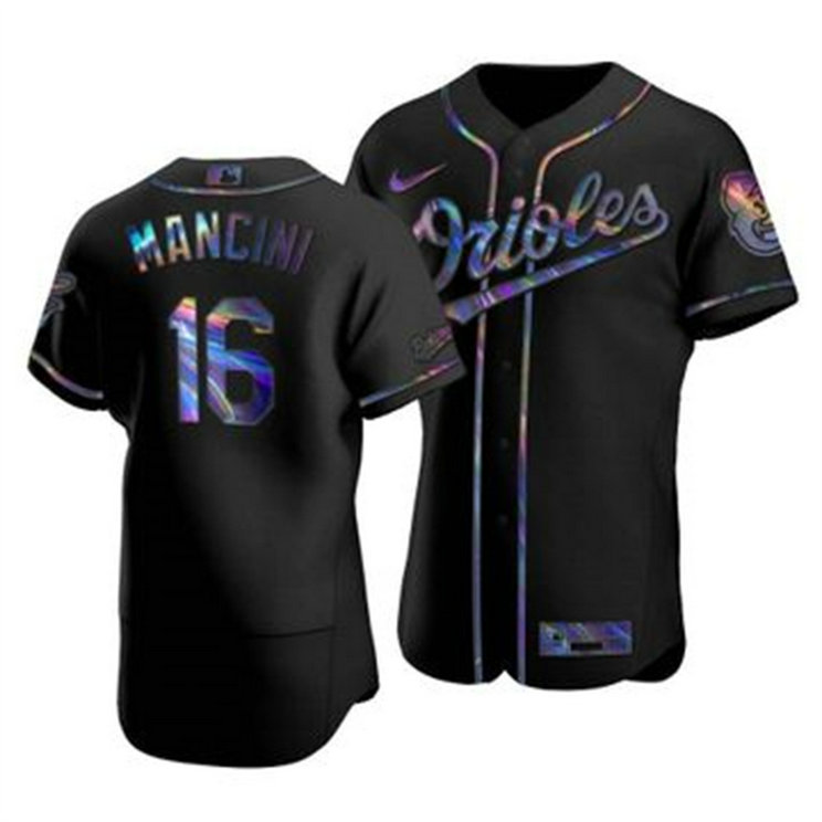 Baltimore Orioles #16 Trey Mancini Men's Nike Iridescent Holographic Collection MLB Jersey - Black