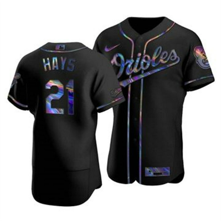 Baltimore Orioles #21 Austin Hays Men's Nike Iridescent Holographic Collection MLB Jersey - Black