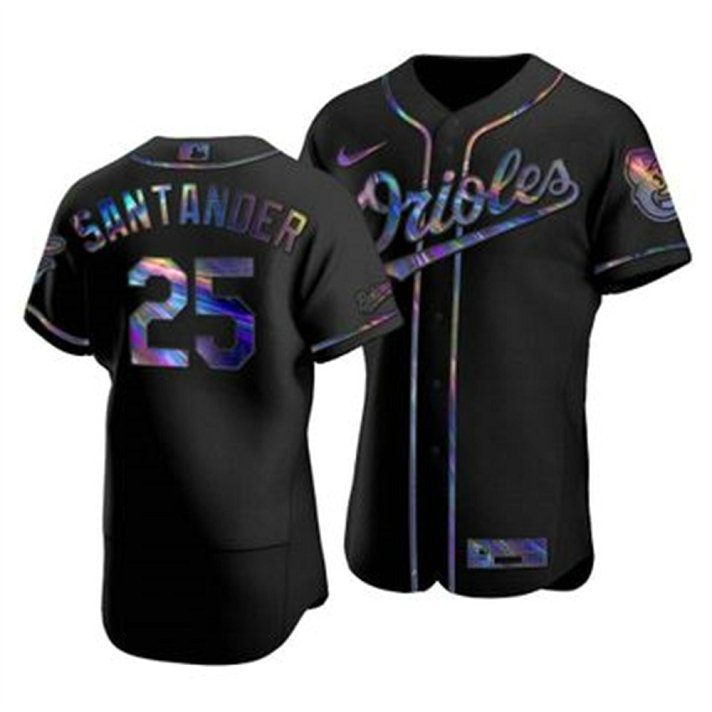 Baltimore Orioles #25 Anthony Santander Men's Nike Iridescent Holographic Collection MLB Jersey - Black