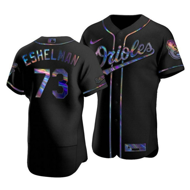 Baltimore Orioles #73 Thomas Eshelman Men's Nike Iridescent Holographic Collection MLB Jersey - Black