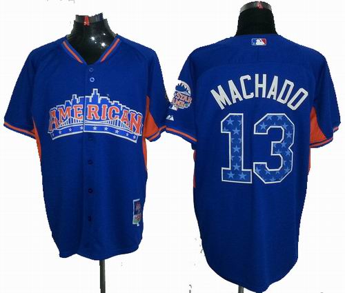 Baltimore Orioles 13# Manny Machado American League 2013 All Star blue Jersey