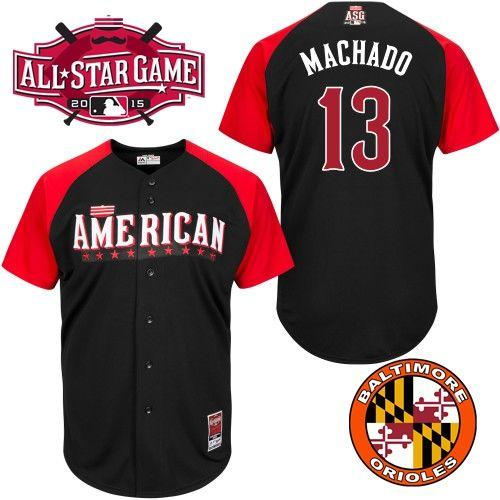 Baltimore Orioles 13 Manny Machado Black 2015 All-Star American League Baseball Jersey