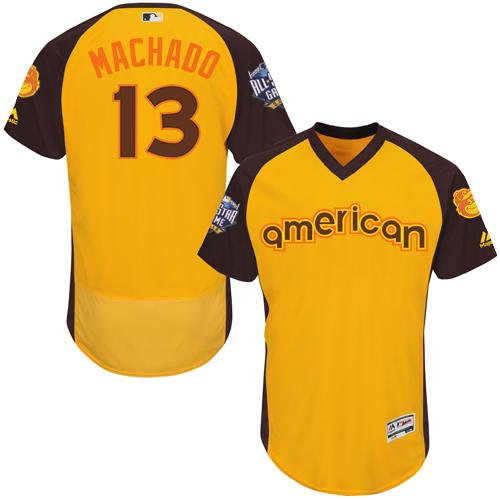 Baltimore Orioles 13 Manny Machado Gold Flexbase Authentic Collection 2016 All-Star American League Baseball Jersey