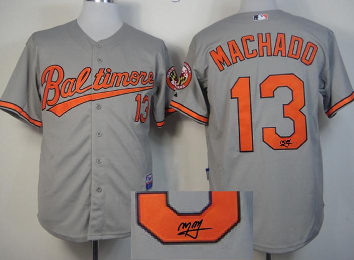Baltimore Orioles 13 Manny Machado Grey signature MLB Baseball Jersey