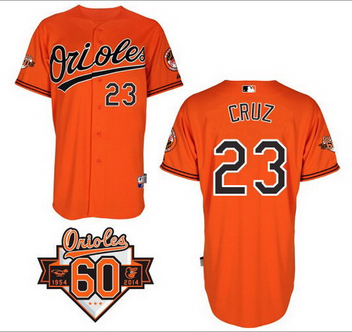 Baltimore Orioles 23 Nelson Cruz orange  60th Anniversary Patch Cool Base Grey jerseys