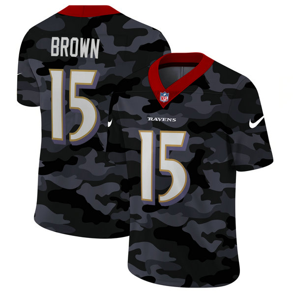 Baltimore Ravens #15 Marquise Brown Men's Nike 2020 Black CAMO Vapor Untouchable Limited Stitched NFL Jersey