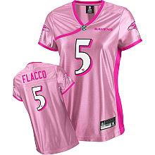 Baltimore Ravens #5 Joe Flacco Women Pink Fashion Jersey
