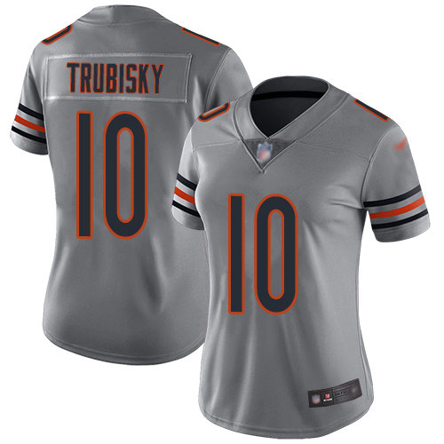 Bears #10 Mitchell Trubisky Silver Women's Stitched Football Limited Inverted Legend Jersey