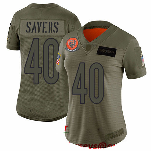 Bears #40 Gale Sayers Camo Women's Stitched Football Limited 2019 Salute to Service Jersey