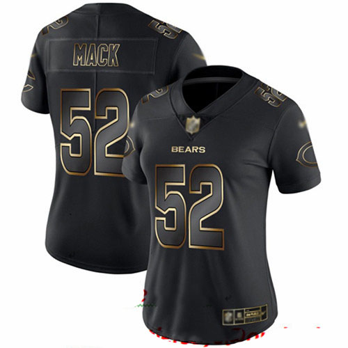 Bears #52 Khalil Mack Black Gold Women's Stitched Football Vapor Untouchable Limited Jersey