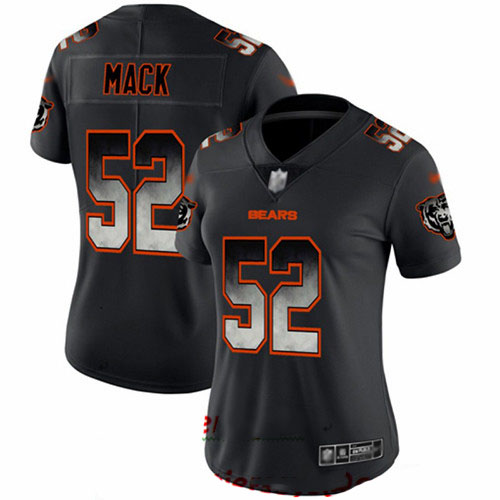 Bears #52 Khalil Mack Black Women's Stitched Football Vapor Untouchable Limited Smoke Fashion Jersey