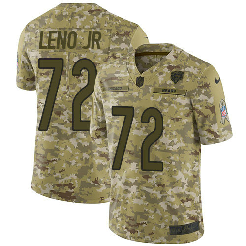Bears #72 Charles Leno Jr Camo Youth Stitched Football Limited 2018 Salute to Service Jersey