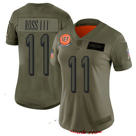 Bengals #11 John Ross III Camo Women's Stitched Football Limited 2019 Salute to Service Jersey