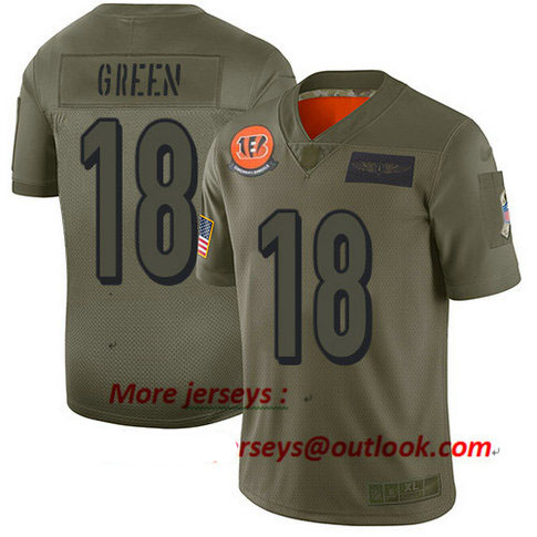 Bengals #18 A.J. Green Camo Men's Stitched Football Limited 2019 Salute To Service Jersey