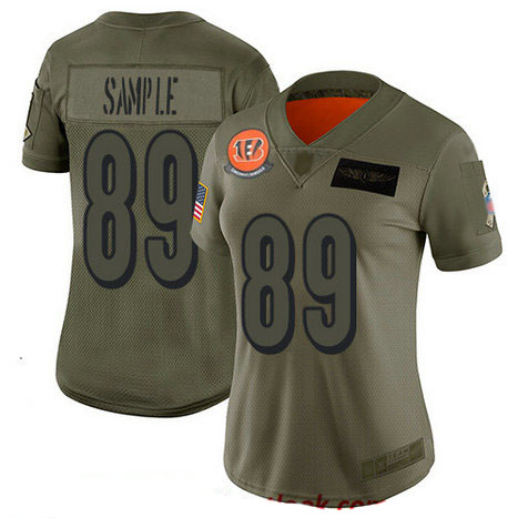 Bengals #89 Drew Sample Camo Women's Stitched Football Limited 2019 Salute to Service Jersey