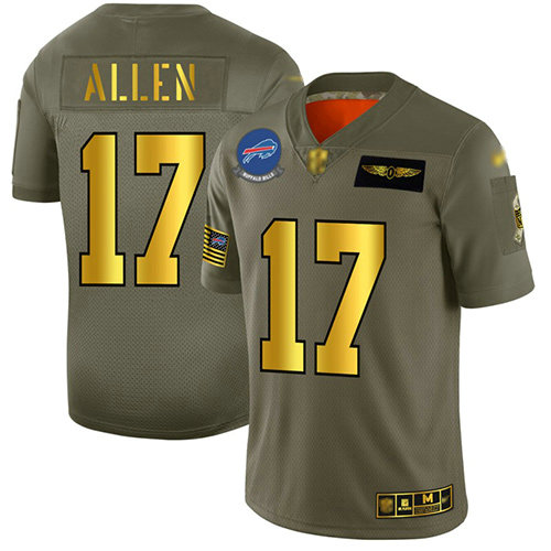 Bills #17 Josh Allen Camo Gold Men's Stitched Football Limited 2019 Salute To Service Jersey