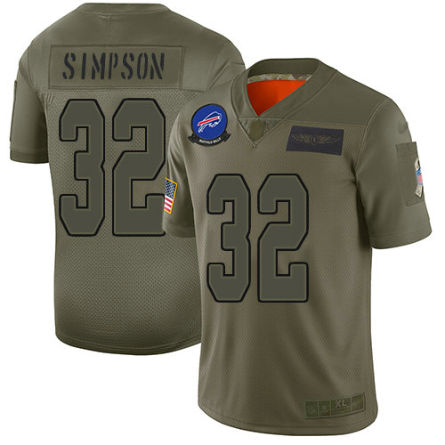 Bills #32 O. J. Simpson Camo Men's Stitched Football Limited 2019 Salute To Service Jersey