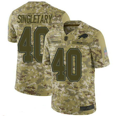 Bills #40 Devin Singletary Camo Men's Stitched Football Limited 2018 Salute To Service Jersey
