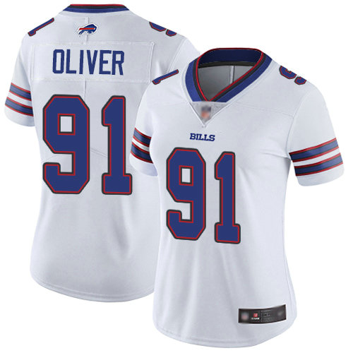 Bills #91 Ed Oliver White Women's Stitched Football Vapor Untouchable Limited Jersey