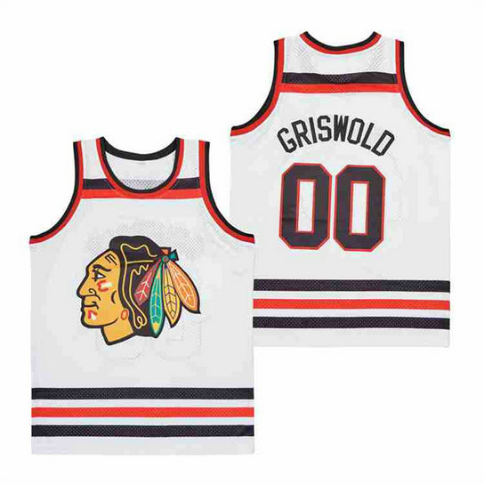 Blackhawks #00 Clark Griswold white Authentic Stitched Jerseys