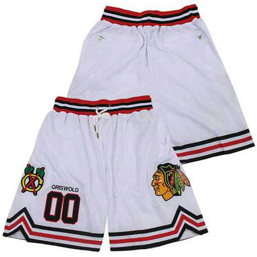 Blackhawks #00 Clark Griswold white Stitched shorts