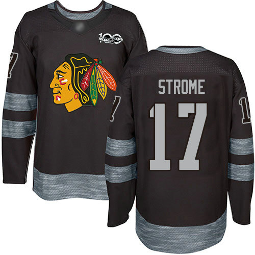 Blackhawks #17 Dylan Strome Black 1917-2017 100th Anniversary Stitched Hockey Jersey