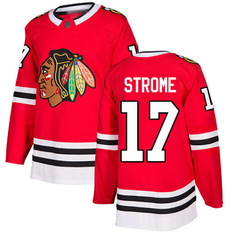 Blackhawks #17 Dylan Strome Red Home Authentic Stitched Hockey Jersey