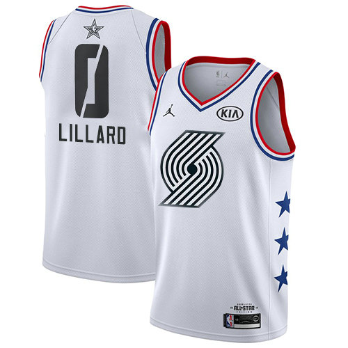Blazers #0 Damian Lillard White Basketball Jordan Swingman 2019 All-Star Game Jersey