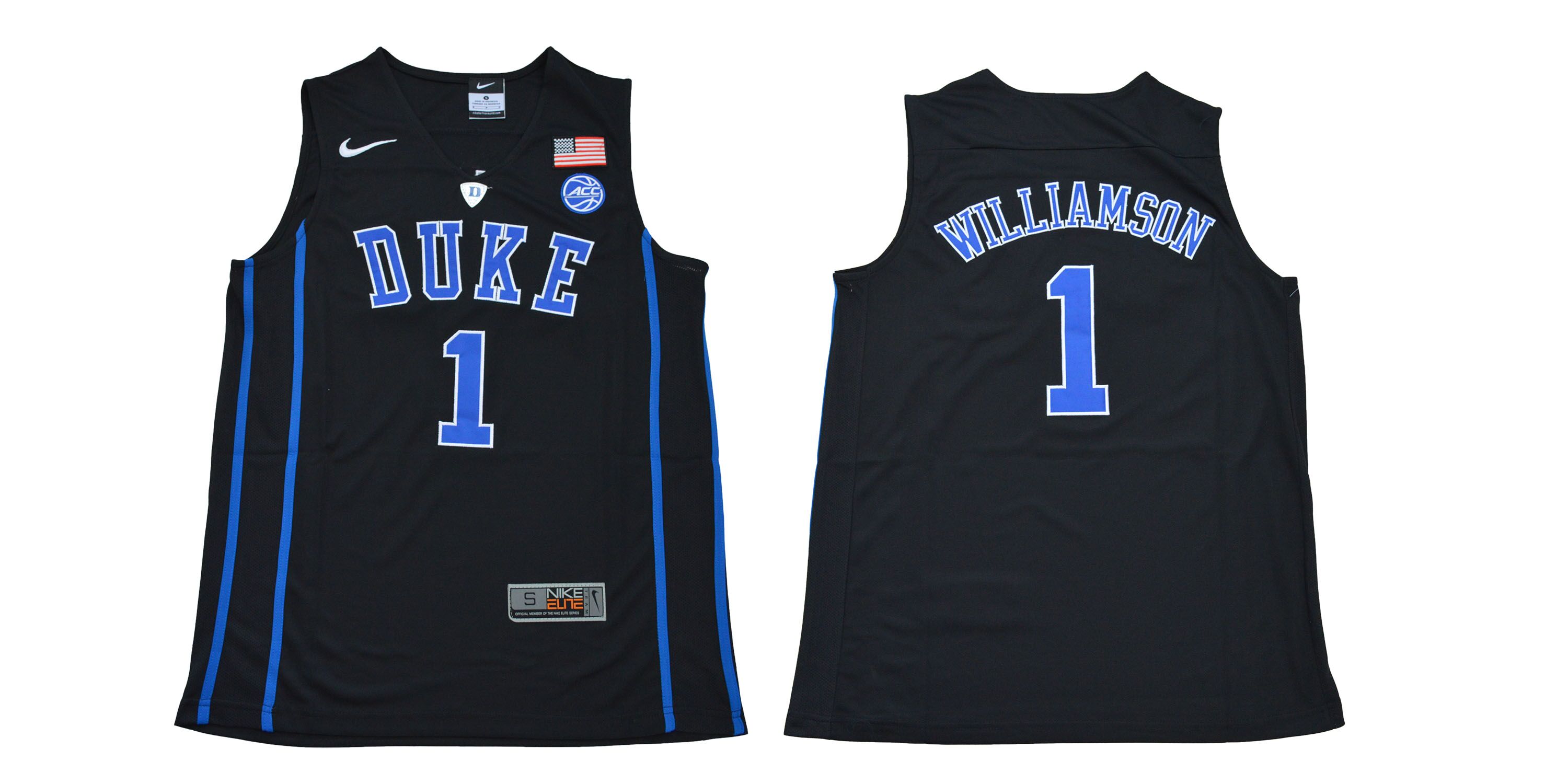 Blue Devils #1 Williamson Black Basketball Elite Stitched NCAA Jersey