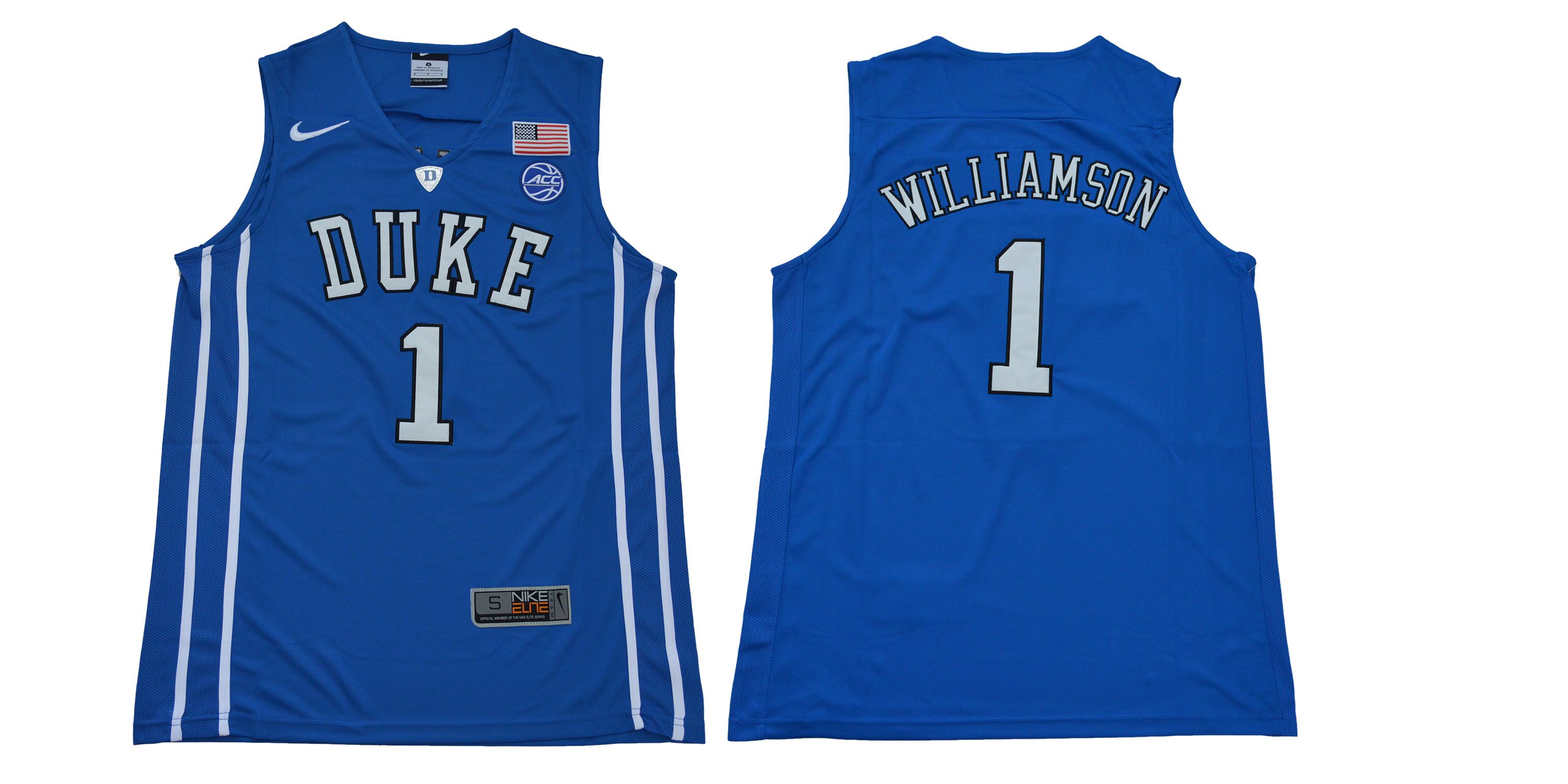 Blue Devils #1 Williamson Blue Basketball Elite Stitched NCAA Jersey