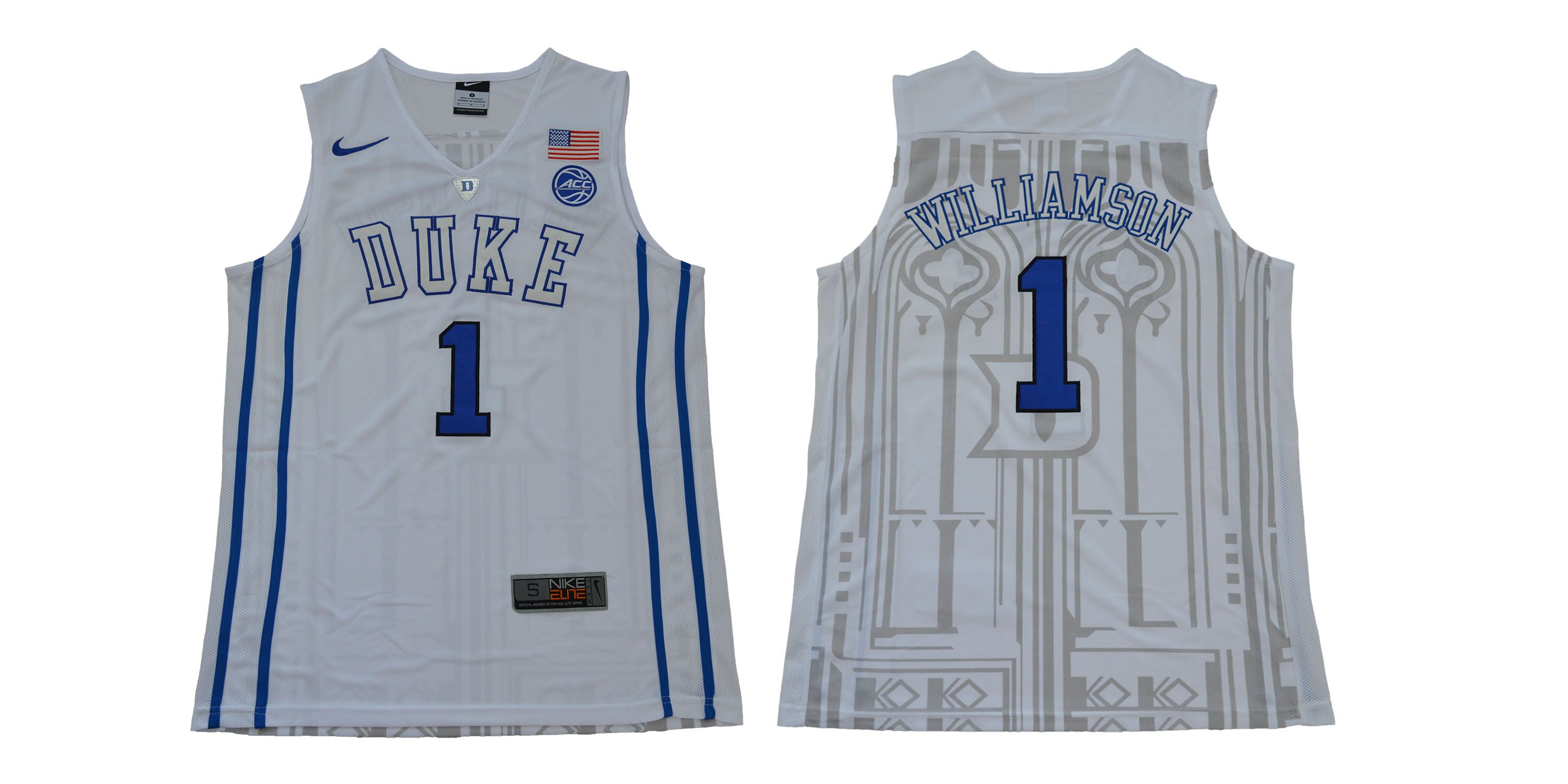 Blue Devils #1 Williamson White Basketball Elite Stitched NCAA Jersey