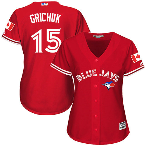 Blue Jays #15 Randal Grichuk Red Canada Day Women's Stitched Baseball Jersey