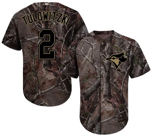 Blue Jays #2 Troy Tulowitzki Camo Realtree Collection Cool Base Stitched Youth Baseball Jersey