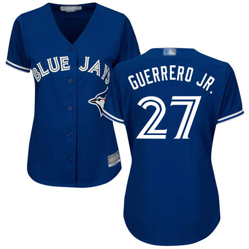Blue Jays #27 Vladimir Guerrero Jr. Blue Alternate Women's Stitched Baseball Jersey