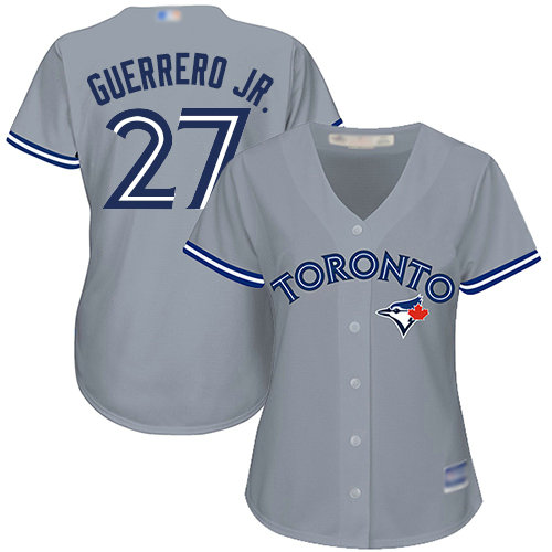Blue Jays #27 Vladimir Guerrero Jr. Grey Road Women's Stitched Baseball Jersey