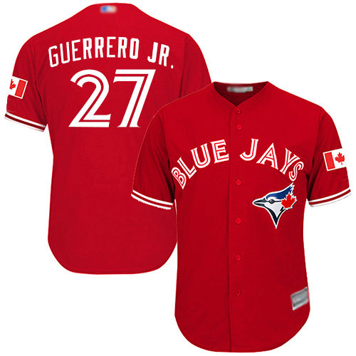 Blue Jays #27 Vladimir Guerrero Jr. Red Cool Base Canada Day Stitched Youth Baseball Jersey