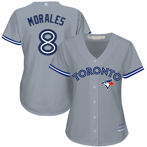 Blue Jays #8 Kendrys Morales Grey Road Women's Stitched Baseball Jersey