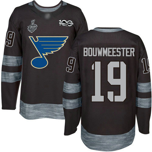 Blues #19 Jay Bouwmeester Black 1917-2017 100th Anniversary Stanley Cup Final Bound Stitched Hockey Jersey