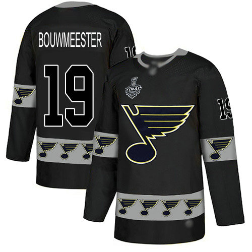 Blues #19 Jay Bouwmeester Black Authentic Team Logo Fashion Stanley Cup Final Bound Stitched Hockey Jersey