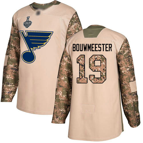 Blues #19 Jay Bouwmeester Camo Authentic 2017 Veterans Day Stanley Cup Final Bound Stitched Hockey Jersey