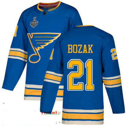 Blues #21 Tyler Bozak Blue Alternate Authentic Stanley Cup Final Bound Stitched Hockey Jersey