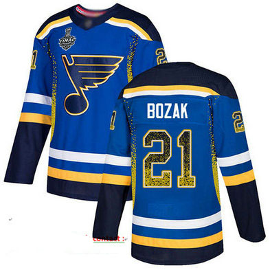 Blues #21 Tyler Bozak Blue Home Authentic Drift Fashion Stanley Cup Final Bound Stitched Hockey Jersey